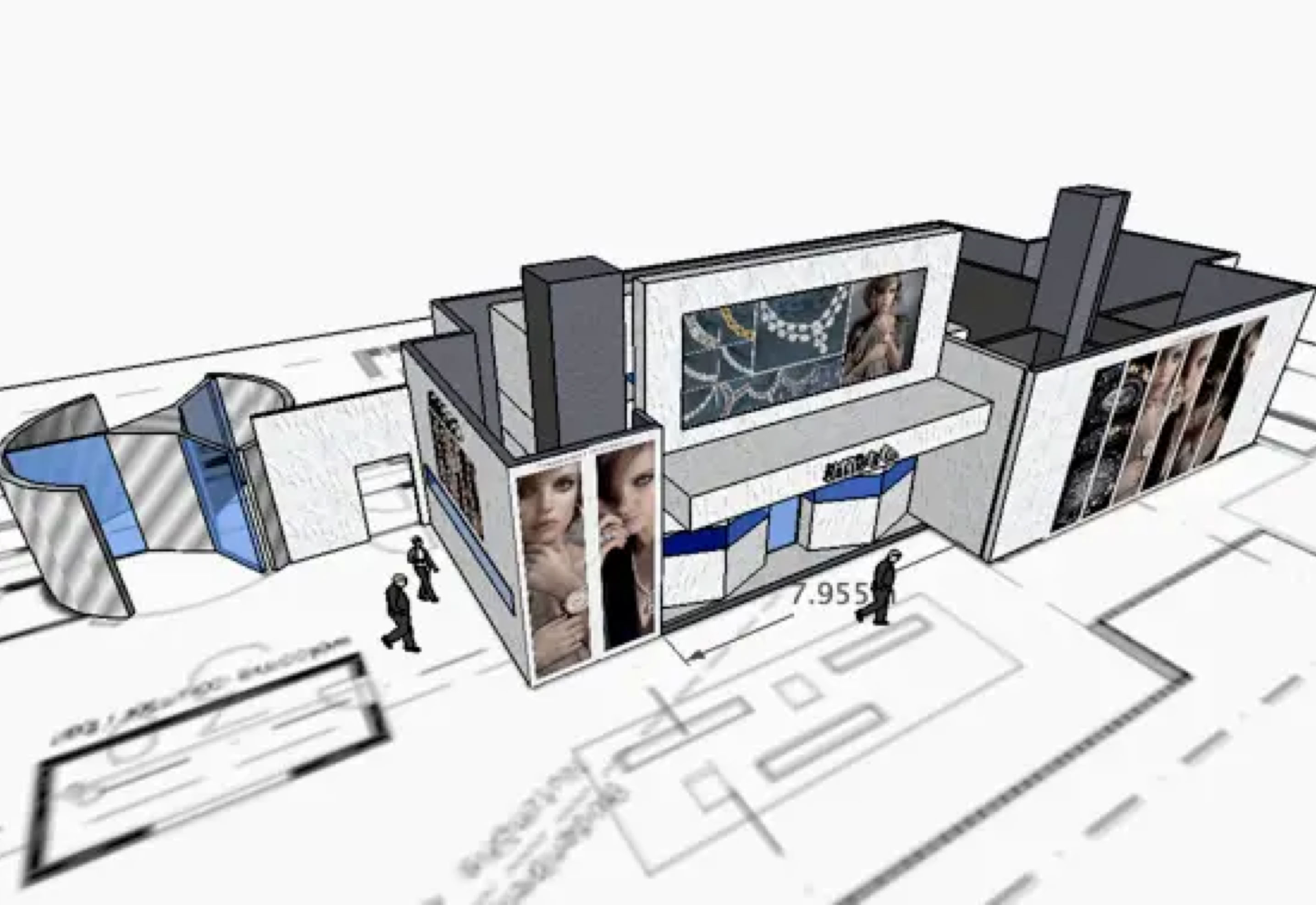 Concept design for Jacob & Co.’s Baselworld Hall 3 (Diamond Hall) exhibition stand. Swiss Packaging structured the spatial layout, visitor flow, and presentation system—marking the brand’s advancement to a higher level within Baselworld.