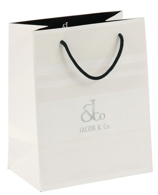 Luxury retail packaging shopping bag developed for Jacob & Co to complement high-end watch and jewelry client presentation