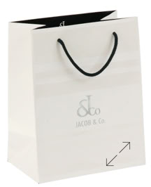 Jacob & Co Luxury shopping bag designed by Swiss Packaging with the motif that Swiss Packaging created for the Jacob & Co. packaging