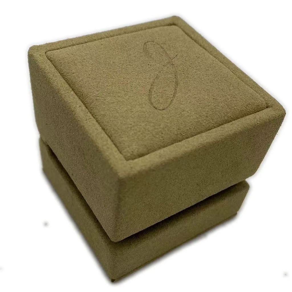 Luxury jewelry packaging box in suede finish by Swiss Packaging