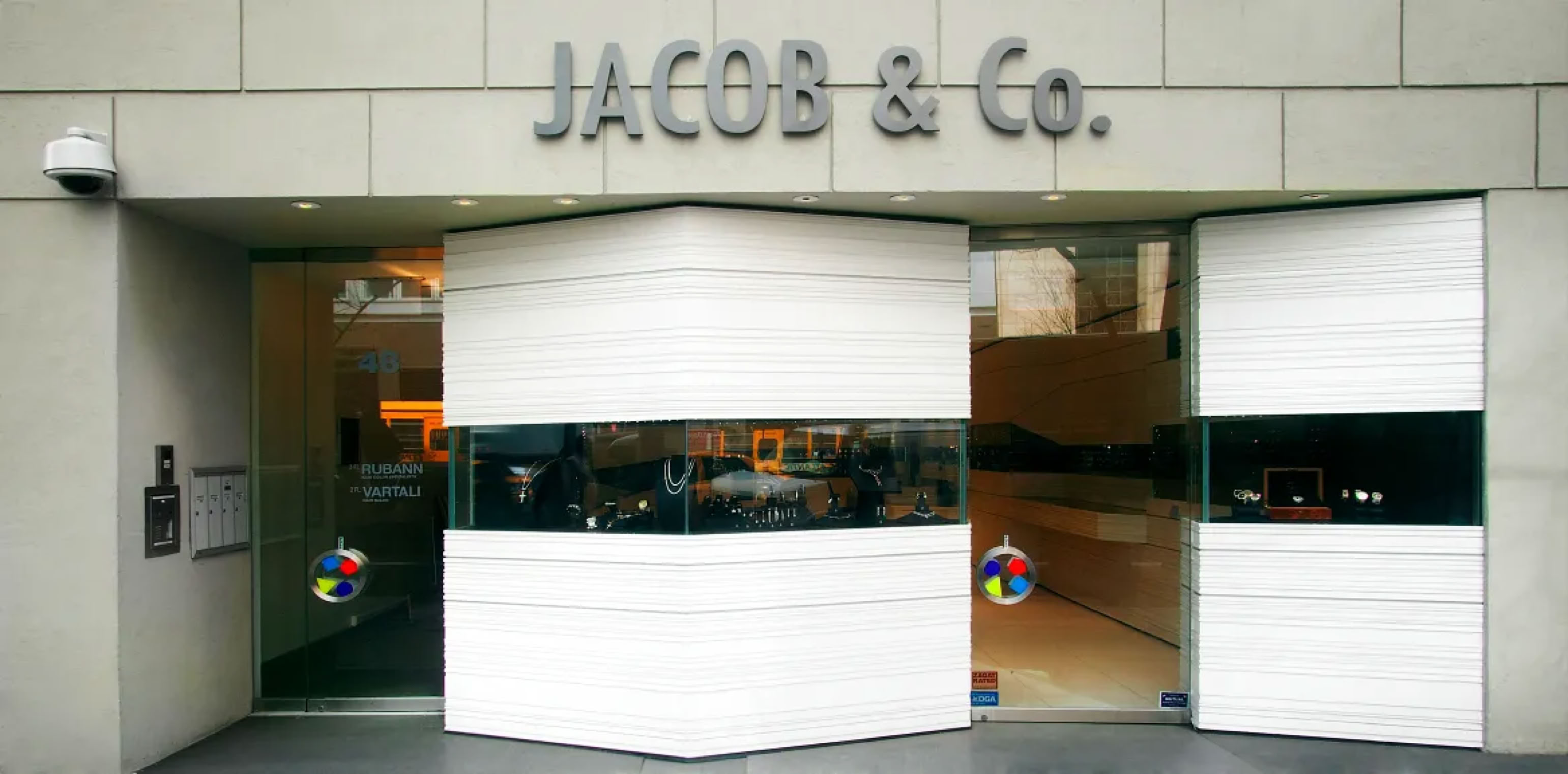 Jacob & Co 57th Street flagship boutique exterior in New York serving as the architectural reference for Baselworld exhibition design by Swiss Packaging