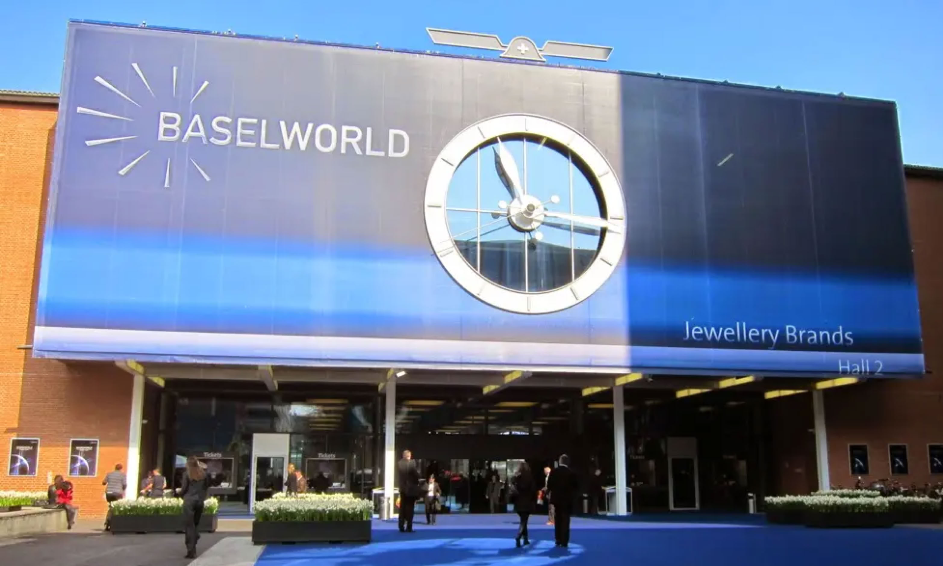 Entrance to Baselworld in Basel, Switzerland—the international exhibition where leading watch and jewelry brands establish presence, positioning, and industry recognition.
