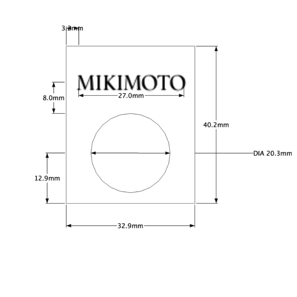 Technical drawing of precision stainless steel tab lock designed for Mikimoto luxury jewelry packaging box